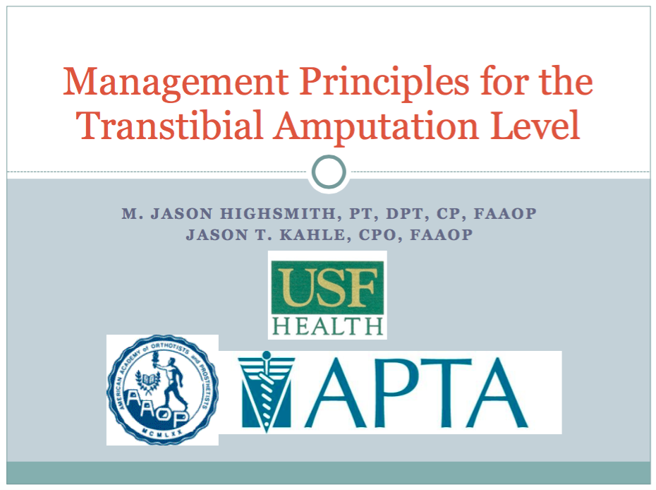 Management Principles of Transtibial Amputation